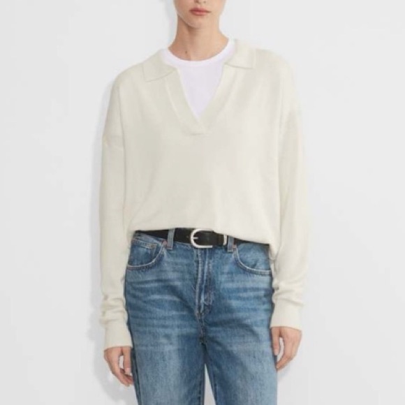 Tan Wilfred Clara Merino Wool Polo Sweater. Medium - Picture 1 of 6